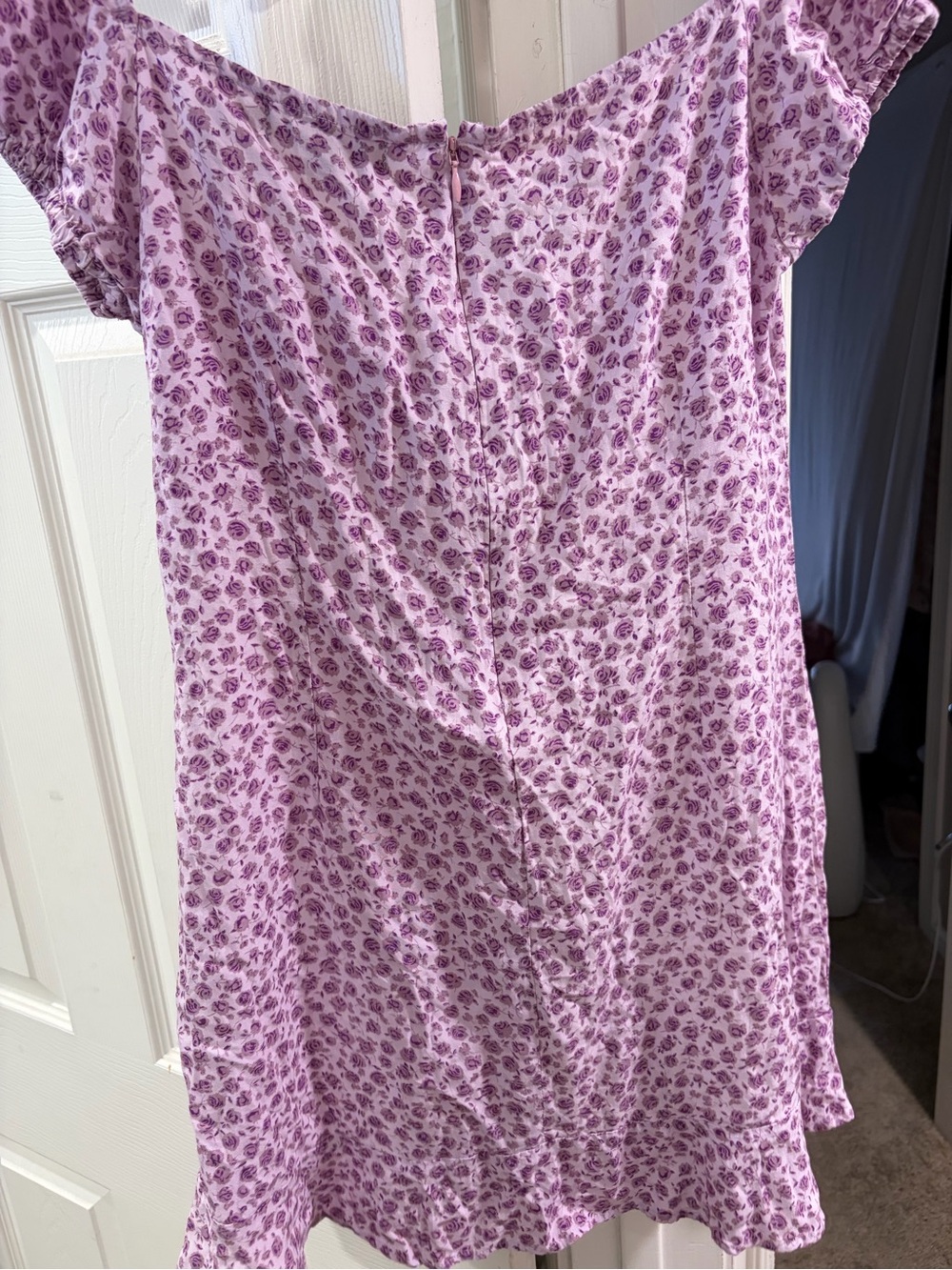 Lavender Floral Off-Shoulder Mini Dress